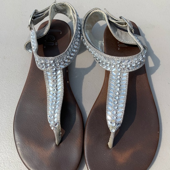Silver Rhinestone Sandals - Picture 1 of 4